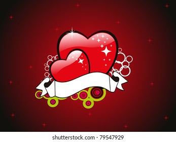 twinkle star background with romantic heart, ribbon