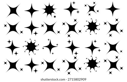 Estrela cintilante con set. Estrelas de Natal conjunto de ícone vetorial, brilho vetor no fundo branco. Ilustração vetorial. 