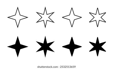 Twinkle star icon set in generic style. Sparkle stars sign symbol