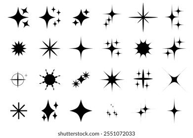 Conjunto de iconos de estrella brillante. Conjunto de colección de iconos brillantes. Símbolo de destello, signo.  Diseño Abstractas del Vector del efecto del brillo. Limpie los iconos brillantes. Ilustración vectorial.