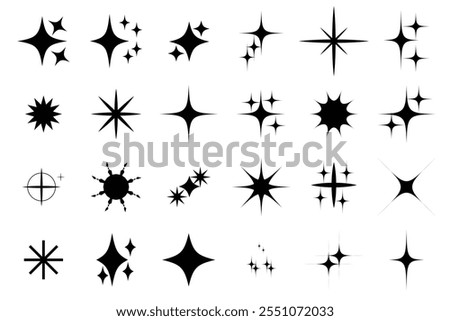 Twinkle star icon set. Sparkle icons collection set. Flash symbol, sign.  Abstract shine effect vector design. Clean shining icons. Vector illustration.