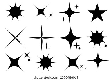 Twinkle star icon. Vector icon. Abstract cool shine effect sign vector design. Retro futuristic sparkle icons collection. Shine icon. Twinkle star on white background. Vector illustration.