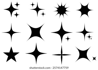 Twinkle star icon. vector icon, abstract cool shine effect. Star icon group. Vector illustration.