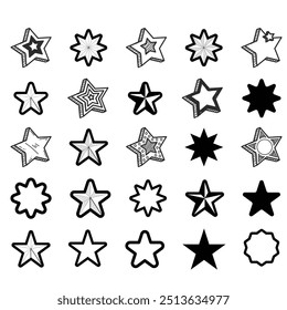 twinkle star, Minimalist silhouette stars icon, twinkle star shape symbols. Modern geometric elements, shining star icons, abstract sparkle black silhouettes symbol set vector illustration,