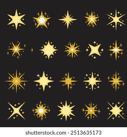 twinkle star, Minimalist silhouette stars icon, twinkle star shape symbols. Modern geometric elements, shining star icons, abstract sparkle black silhouettes symbol set vector illustration,