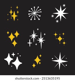 twinkle star, Minimalist silhouette stars icon, twinkle star shape symbols. Modern geometric elements, shining star icons, abstract sparkle black silhouettes symbol set vector illustration,