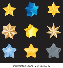 twinkle star, Minimalist silhouette stars icon, twinkle star shape symbols. Modern geometric elements, shining star icons, abstract sparkle black silhouettes symbol set vector illustration,