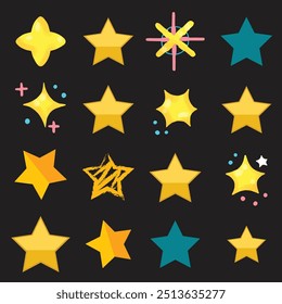 twinkle star, Minimalist silhouette stars icon, twinkle star shape symbols. Modern geometric elements, shining star icons, abstract sparkle black silhouettes symbol set vector illustration,