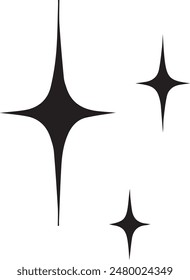 Twinkle star shapes vector design. Stars line art icon for clean, shining and sparkle sign. Vector four-pointed star for logo, flash symbol, social media stories, ui template iconography.