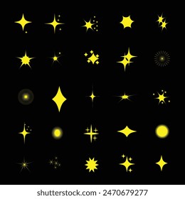 Twinkle stars icon collection. Sparkle star icon vector set. Shine icons silhouette. Stars sparkles vector, Minimalist silhouette stars icon,
