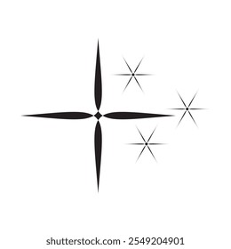 Coleção de ícones de estrelas cintilantes. Ícone de estrela cintilante conjunto de vetores. Silhueta de ícones brilhantes. Estrelas cintilantes vetor, ícone de estrelas de silhueta minimalista