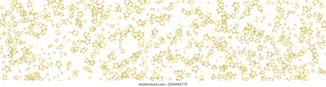 Twinkle stars scattered around randomly, flying, falling down, floating.  Christmas celebration concept. Festive stars vector illustration on white background.
