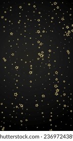 Twinkle stars scattered around randomly, flying, falling down, floating.  Christmas celebration concept. Festive stars vector illustration on black background.
