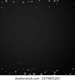 Twinkle stars scattered around randomly, flying, falling down, floating.  Christmas celebration concept. Festive stars vector illustration on black background.