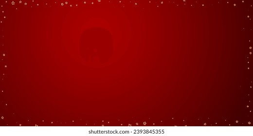 Twinkle stars scattered around randomly, flying, falling down, floating.  Christmas celebration concept. Festive stars vector illustration on red background.