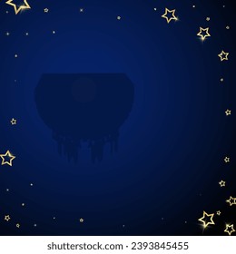 Twinkle stars scattered around randomly, flying, falling down, floating.  Christmas celebration concept. Festive stars vector illustration on dark blue background.