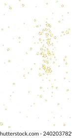 Twinkle stars scattered around randomly, flying, falling down, floating.  Christmas celebration concept. Festive stars vector illustration on white background.