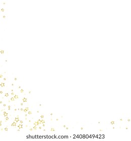 Twinkle stars scattered around randomly, flying, falling down, floating.  Christmas celebration concept. Festive stars vector illustration on white background.