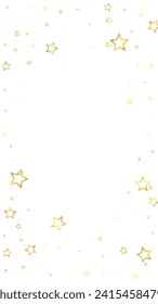 Twinkle stars scattered around randomly, flying, falling down, floating.  Christmas celebration concept. Festive stars vector illustration on white background.