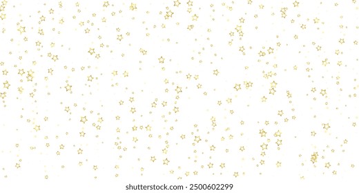 Twinkle stars scattered around randomly, flying, falling down, floating.  Christmas celebration concept. Festive stars vector illustration on white background.