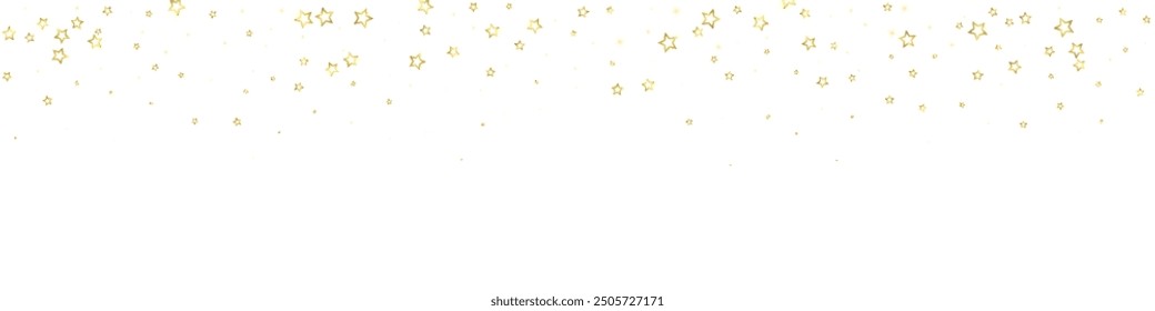 Twinkle stars scattered around randomly, flying, falling down, floating.  Christmas celebration concept. Festive stars vector illustration on white background.