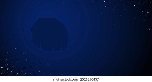 Twinkle stars scattered around randomly, flying, falling down, floating.  Christmas celebration concept. Festive stars vector illustration on dark blue background.