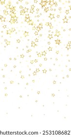 Twinkle stars scattered around randomly, flying, falling down, floating.  Christmas celebration concept. Festive stars vector illustration on white background.