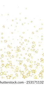 Twinkle stars scattered around randomly, flying, falling down, floating.  Christmas celebration concept. Festive stars vector illustration on white background.