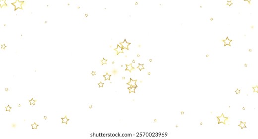 Twinkle stars scattered around randomly, flying, falling down, floating. Christmas celebration concept. Festive stars vector illustration on white background.