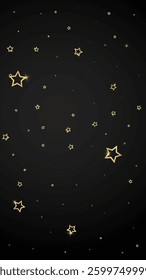 Twinkle stars scattered around randomly, flying, falling down, floating.  Christmas celebration concept. Festive stars vector illustration on black background.