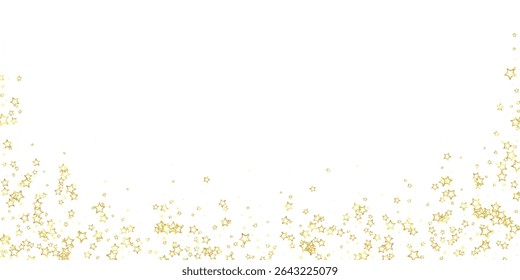 Twinkle stars scattered around randomly, flying, falling down, floating.  Christmas celebration concept. Festive stars vector illustration on white background.