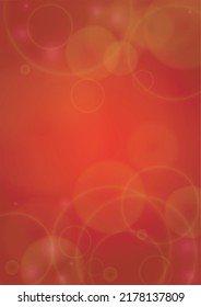 Twinkle Vector Magic Background With Golden Sparkle Circles on Red Gradient. Shiny Sun Texture. Defocused Bokeh Design. Christmass And New Year Frame. Glittery Shimmer Summer Love Page.  Flicker Cover