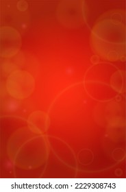 Twinkle Vector Magic Background With Golden Sparkle Circles on Red Gradient. Shiny Sun Texture. Defocused Bokeh Design. Christmass And New Year Frame. Glittery Shimmer Summer Love Page.  Red Poster