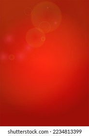 Twinkle Vector Magic Background With Golden Sparkle Circles on Red Gradient. Shiny Sun Texture. Defocused Bokeh Design. Christmass And New Year Frame. Glittery Shimmer Summer Love Page.  Party Poster
