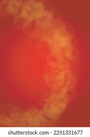 Twinkle Vector Magic Background With Golden Sparkle Circles on Red Gradient. Shiny Sun Texture. Defocused Bokeh Design. Christmass And New Year Frame. Glittery Shimmer Summer Love Page.  Flicker Cover