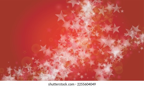 Twinkle Vector Magic Background With Golden Sparkle on Red Gradient. Shiny Sun Texture. Defocused Bokeh Design. Christmass And New Year Frame. Glittery Shimmer.