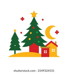 Twinkling Christmas eve color vector