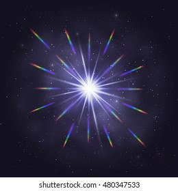 Twinkling Cosmic Star Rainbow Glare Through Lens