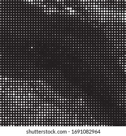 Twinkling Halftone Pop. Abstrakter Reis. Gradation der Vektorillustration. Weiße Punkte drucken. Twinkling Circle Elements. Farbverlauf-Hintergrund. Grunge Point. Geometrisches Gitter.