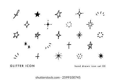 Twinkling hand-drawn stars. A set of pop vector illustrations to use as accents. 