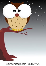 twinkling star background with comic owl