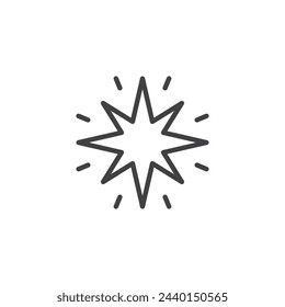 Icono de línea de estrella centelleante. signo de estilo lineal para concepto móvil y diseño web. Icono de vector de contorno de estrella brillante. Símbolo, ilustración del logotipo. Gráficos vectoriales