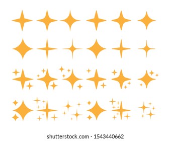 Twinkling star set isolated on white background. Vector illustration. Eps 10.