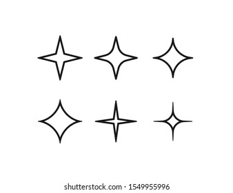 Twinkling star set isolated on white background. Vector illustration. Eps 10.