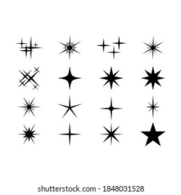 Twinkling star set isolated on white background. Vector illustration Minimal sparkles isolated on white. Star symbols.