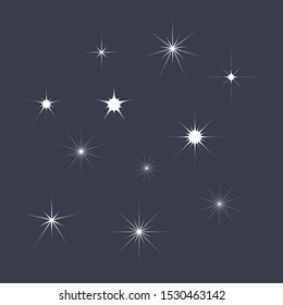Twinkling star with sparkle vector icon set. Shiny bright star for decoration symbol set.