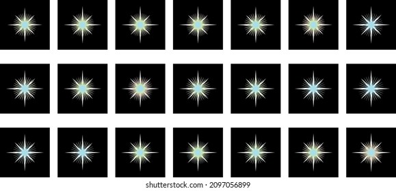 Twinkling Сhristmas Star. Sprite Sheet For A GIF. Frame-by-frame Vector Animation.