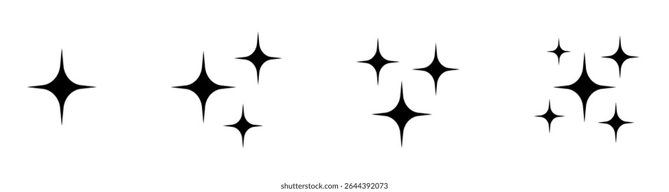 Símbolos de Estrelas Cintilantes e Ícones Brilhantes - Conjunto de Elementos Brilhantes, Brilhantes e Brilhantes.