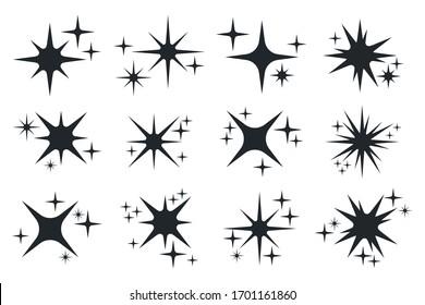 Twinkling stars icons. Sparkles, shining burst vector symbols isolated on white background