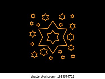 Twinkling stars icons. Sparkles, shining burst vector symbols isolated on black background